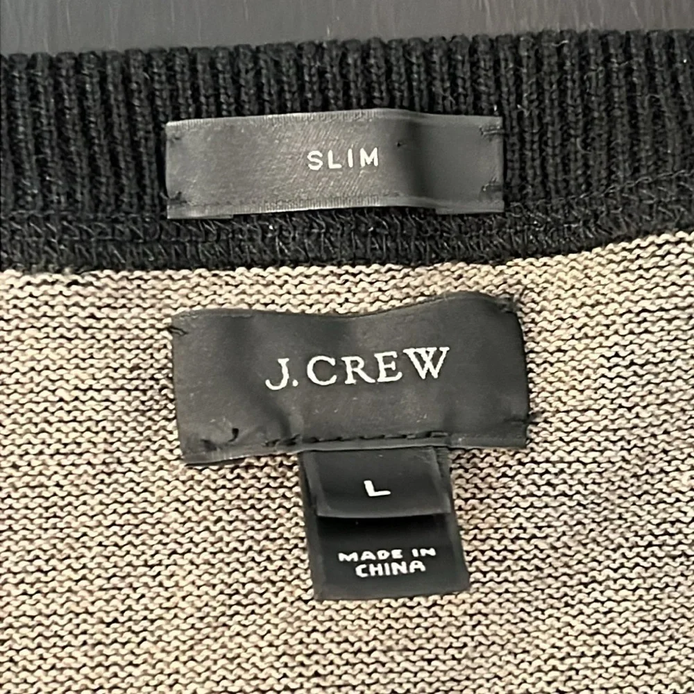 J. Crew Mens Brown pullover Sweater Slim fit Crew Neck 100% Cotton, size L